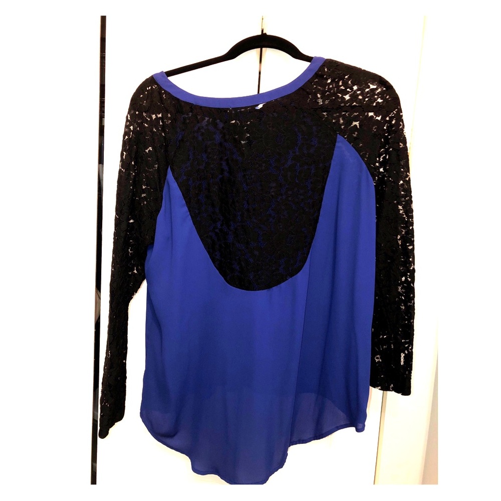 Royal Blue and black lace top